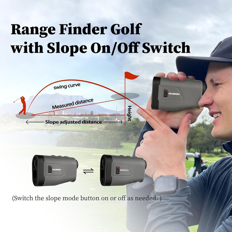 AILEMON 900 Yards Range Finder Golf Rangefinder with Slope Switch, 6X Magnification Laser Rangefinders Black/Gray - Image 2